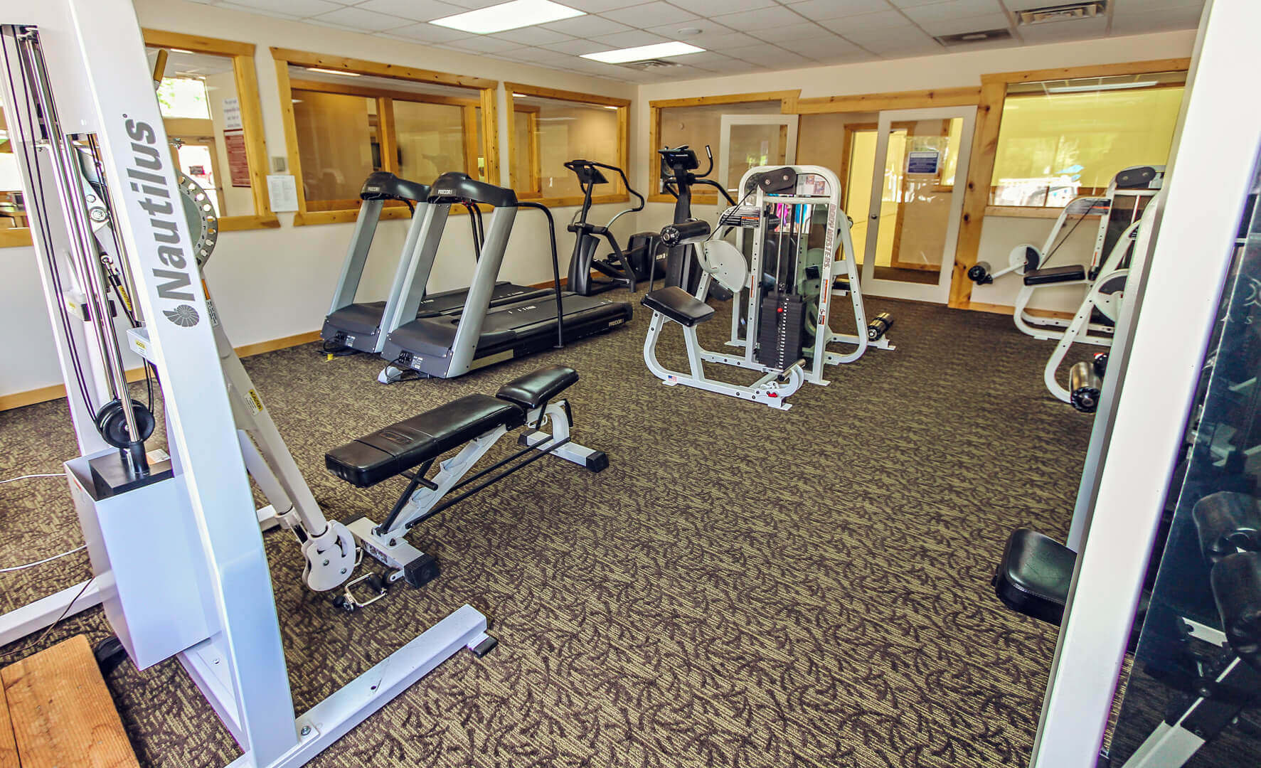 A fully equipped exercise room at VRI's Wolf Creek Village I in Eden, Utah.